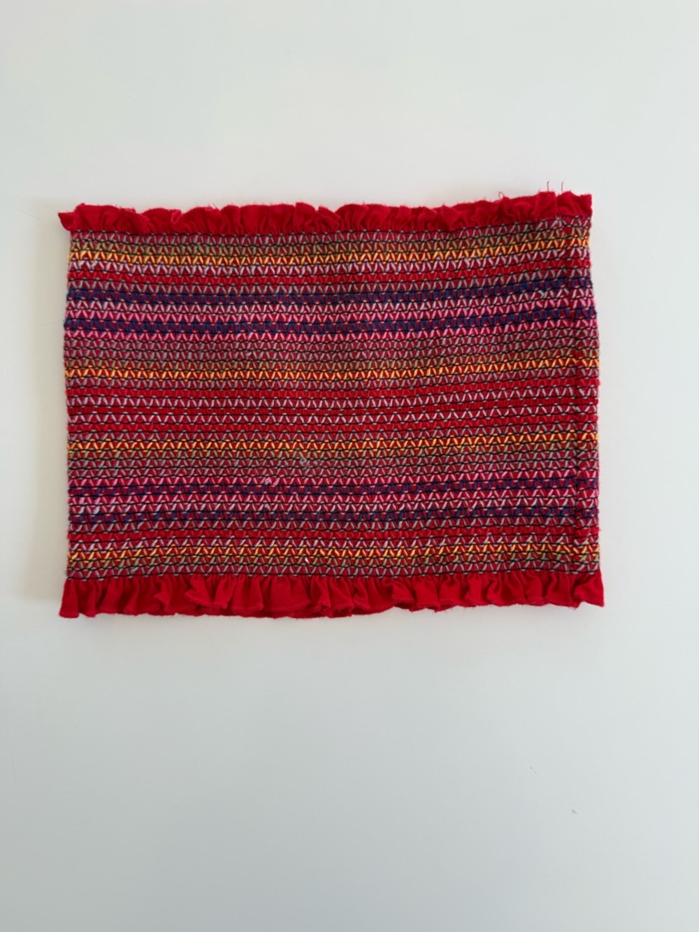 Forever21 Tube Top Women's Small Red/Multi Color Stitching  Bandeau Stretchy